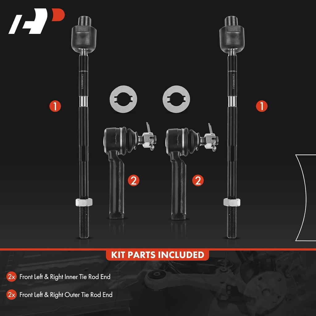 A-Premium Front Inner & Outer Tie Rod End Kit Fix Uneven Tire Wear