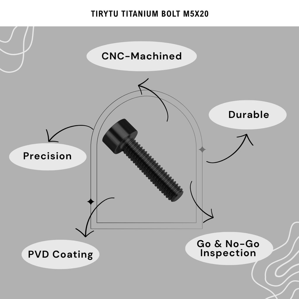 TIRYTU Titanium Bolts M5x20, Black, 6PC