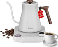 Gooseneck Electric Kettle with Temperature Control, 0.9L, White Wood | ±1°F Precision Pour Over Kettle, LCD Dual