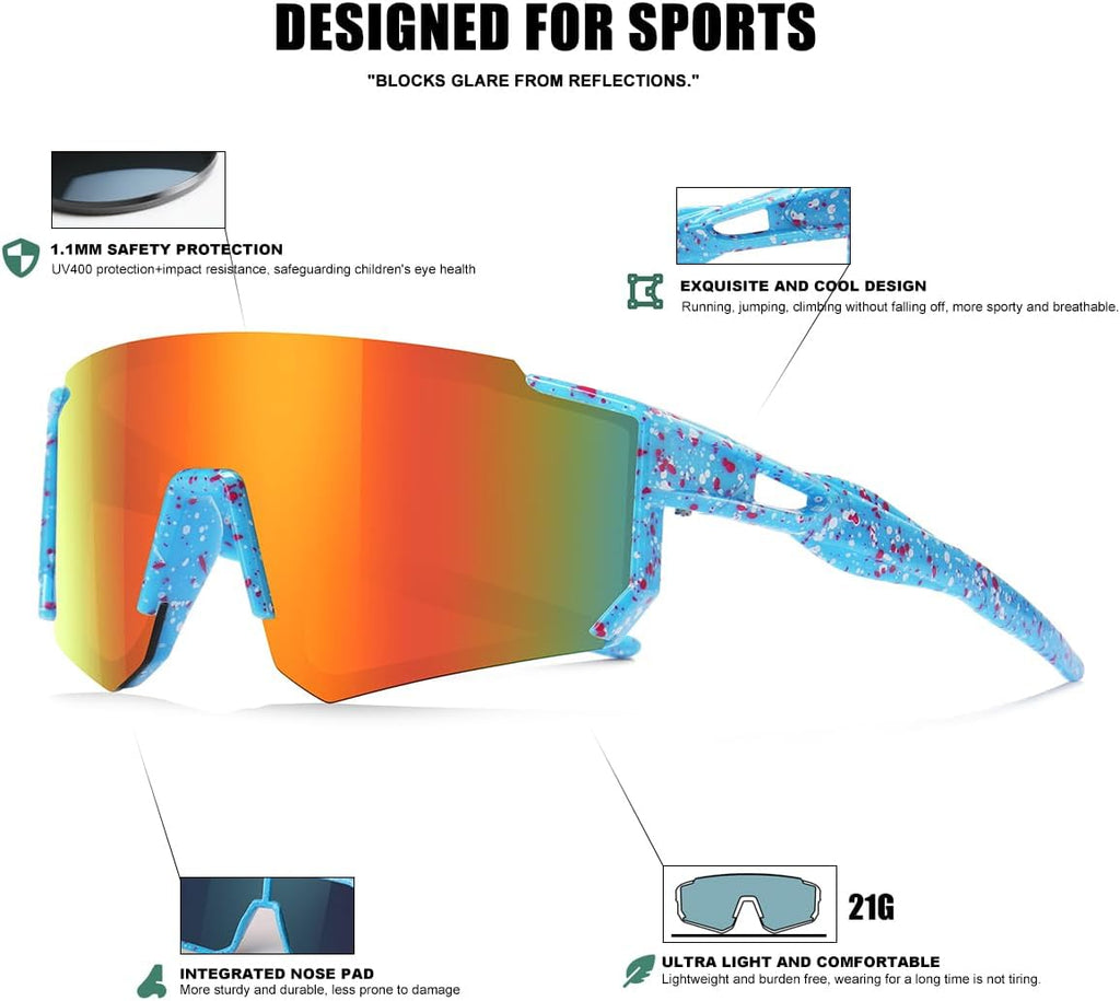 Kids Sunglasses Youth Baseball Sunglasses for Boys Girls Softball Sports Sun Glasses UV Protection
