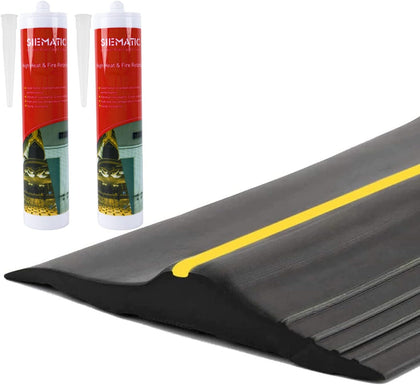 20Ft/6M Universal Garage Threshold Seal Strip with 300ml Black Sealants/Adhesives, Garage Door Bottom Weatherproof