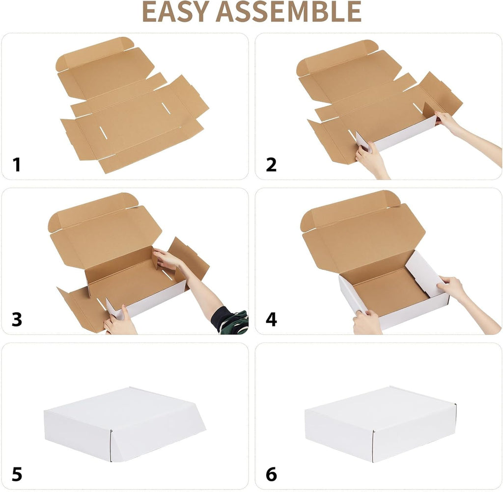 13x10x4 Shipping Boxes Set of 15, White Corrugated Cardboard Mailer Box for Packing, Mailing, Business