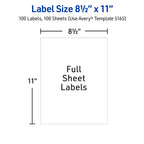 Full-Sheet Printable Shipping Labels, 8.5" x 11" Customizable Stickers, White, 500 Blank Mailing Labels, Great for