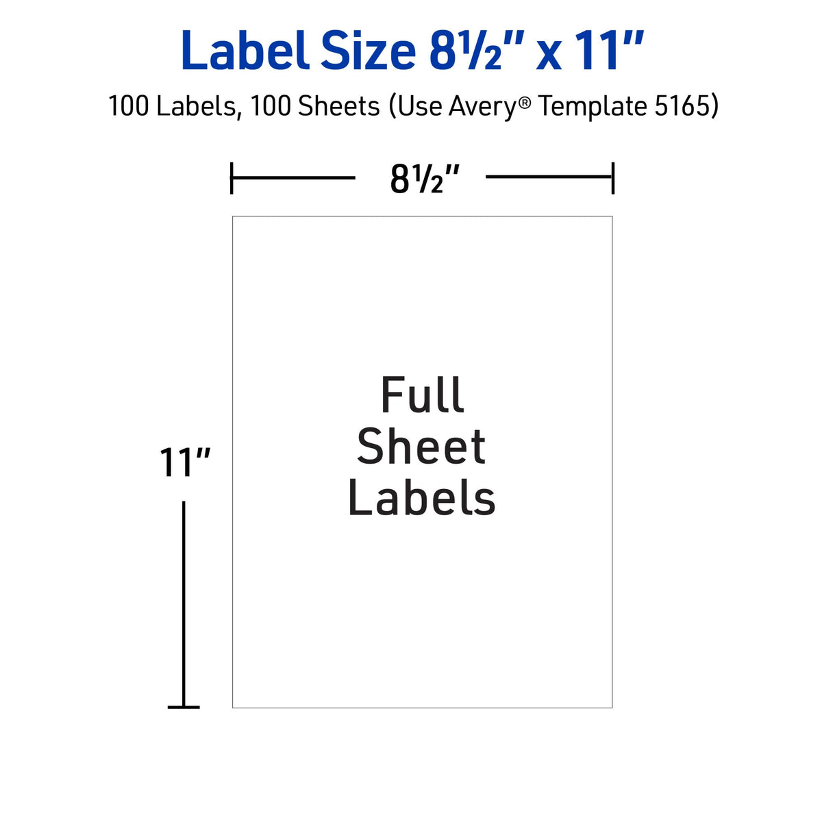 Full-Sheet Printable Shipping Labels, 8.5" x 11" Customizable Stickers, White, 500 Blank Mailing Labels, Great for