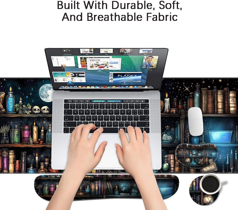 Keyboard Mouse Pad Set, Extended Gaming Mouse Pad+Ergonomics Keyboard Wrist Rest Support, Memory Foam, Easy Typing