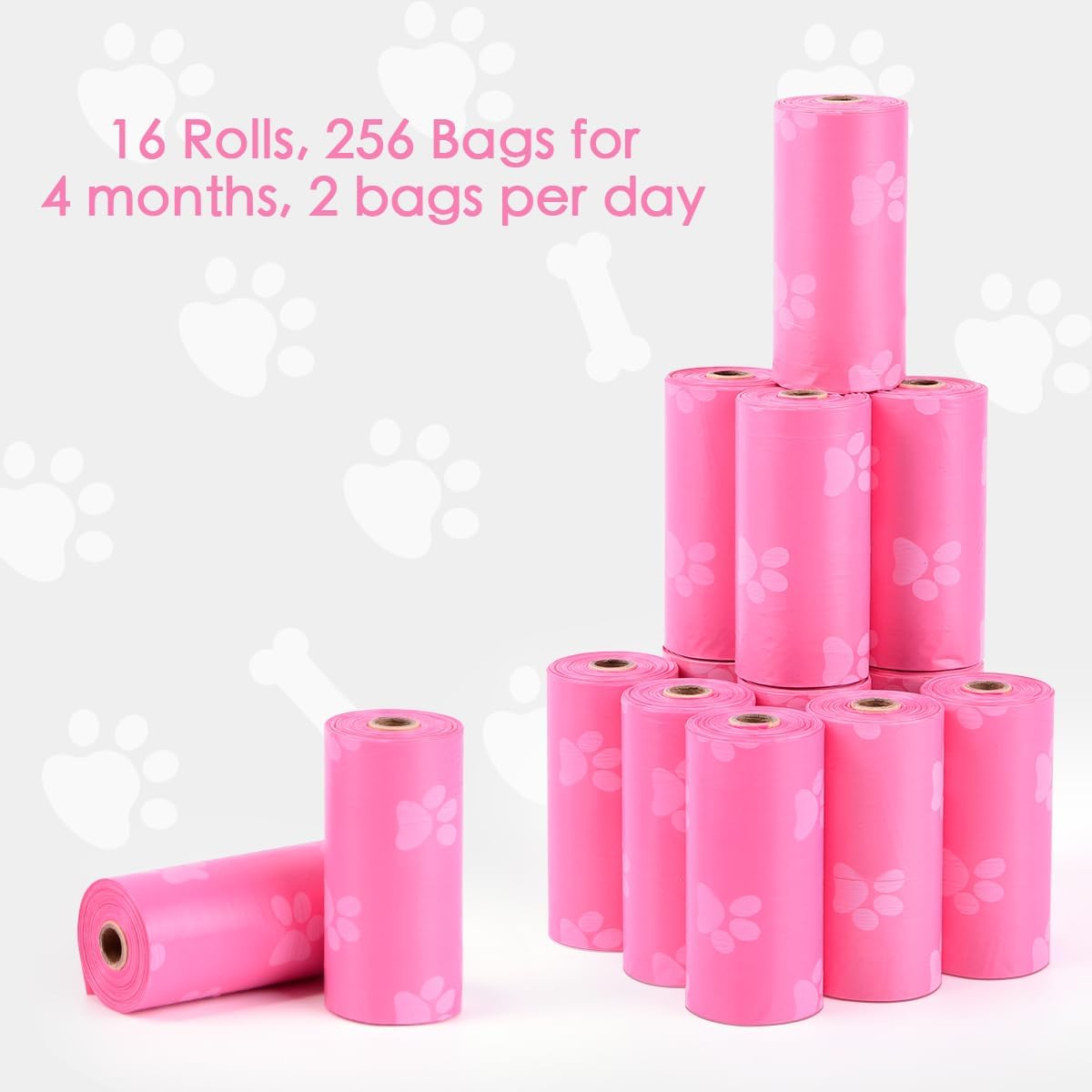 Poop Bags Rolls 256 Count - 9x13 Inches Pink Thickened Leakproof Lavender scent Poo Bags for Dogs, Eco-Friendly Pet
