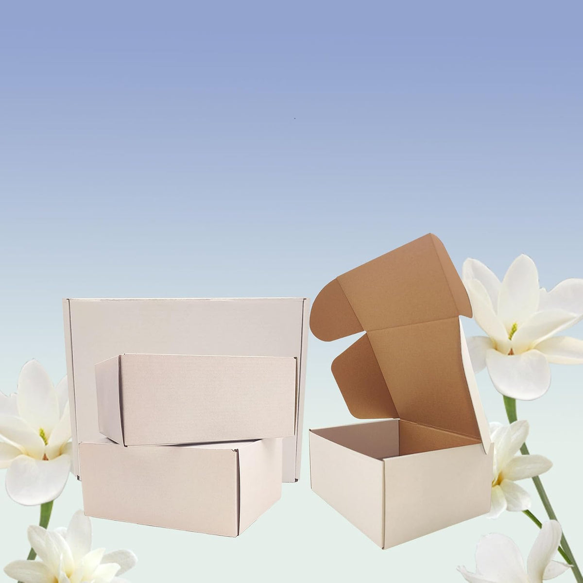 9x7x4 inch Shipping Boxes Set of 25, White Corrugated Cardboard Mailer Box