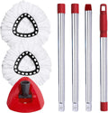 Spin Mop Head, Base, Handle Replacement for O-Ceda EasyWring Microfiber Spin Mops, 2 Microfiber Mop Refills, 1