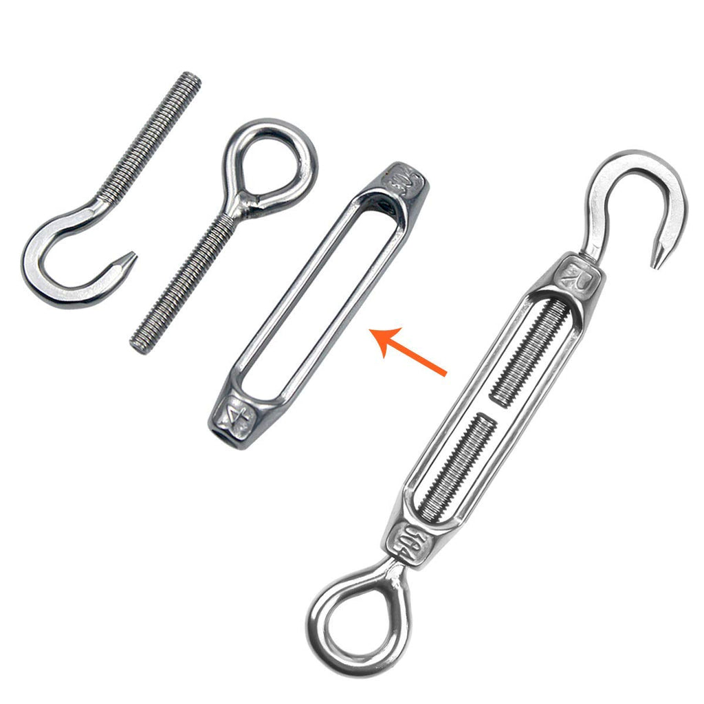 6Pcs M5 Hook & Eye Turnbuckle Wire Rope Tensioner Stainless Steel 304