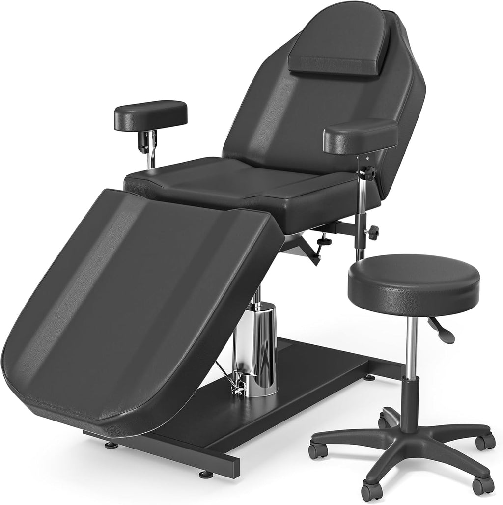 Hydraulic Esthetician Chair Bed, Black Tattoo Chair for Clients