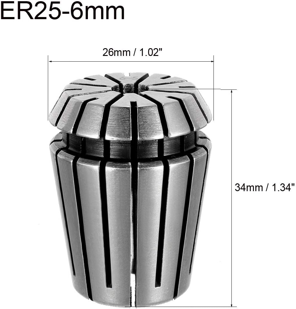 uxcell ER25 6mm Spring Collet Chuck for CNC Engraving Machine Lathe