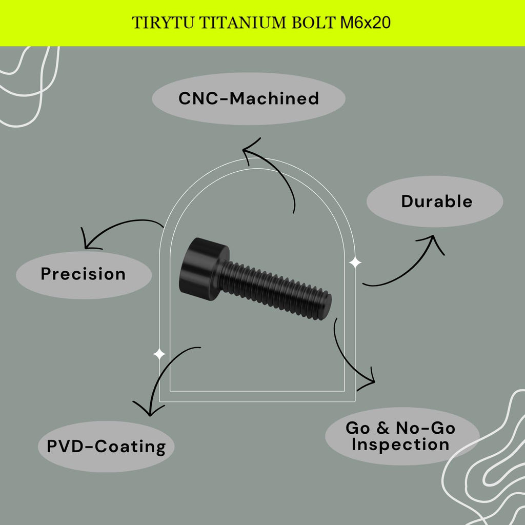TIRYTU M6x20 Titanium Bolts Socket Head Cap Screw, Black, 4PC