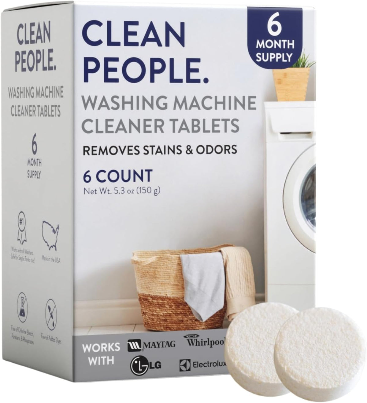 Washing Machine Cleaner - Washer Machine Cleaner Tablets for Removing Odor, Grime & Scale Buildup - Front Load and
