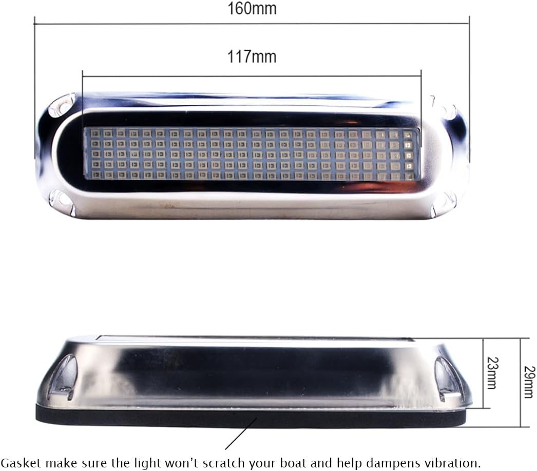 120led Underwater Boat Lights,Blue DC10-30V IP68 Surface Mount 2 Pack
