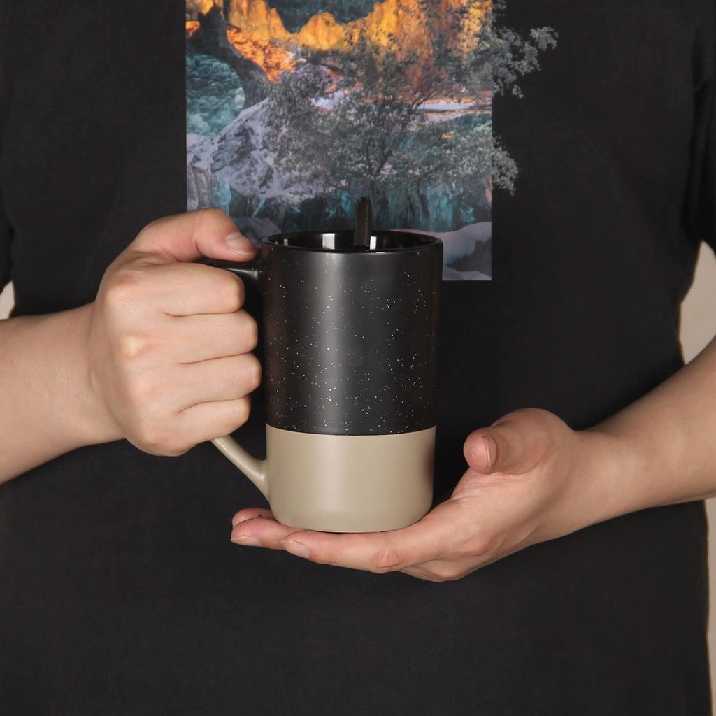 16 OZ Large Coffee Mug, Ceramic Coffee Mugs, Big Tea Cup, Black