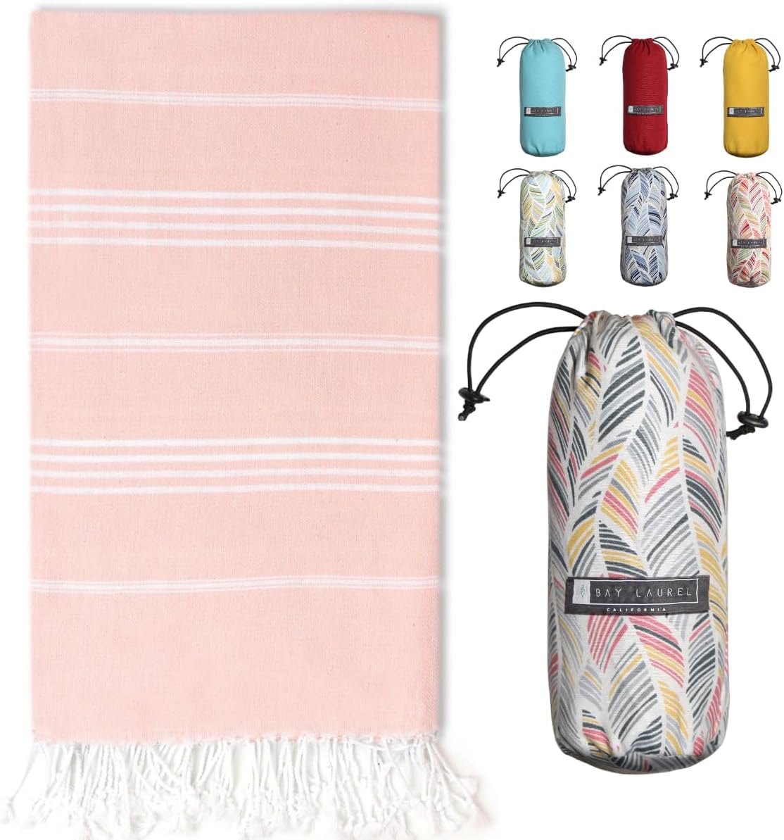 Turkish Beach Towel with Travel Bag 39 x 71 Quick Dry Sand Free Lightweight Large Oversized Towels Light