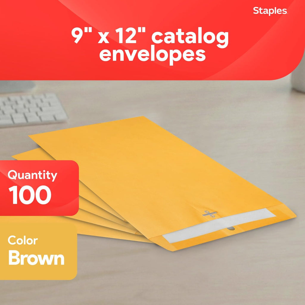 9x12 Kraft Clasp Envelopes, Brown Manila, Heavyweight, 100/Bx
