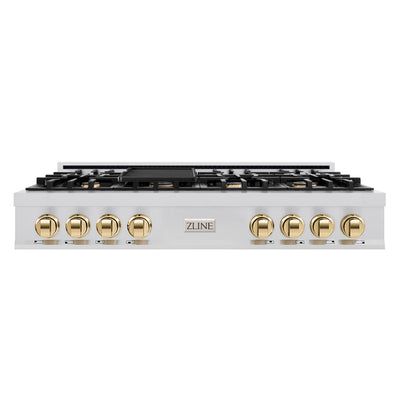 ZLINE Autograph Edition 48 in. Legacy Gas Rangetop with 7 Burners and Porcelain Cooktop in Stainless Steel with
