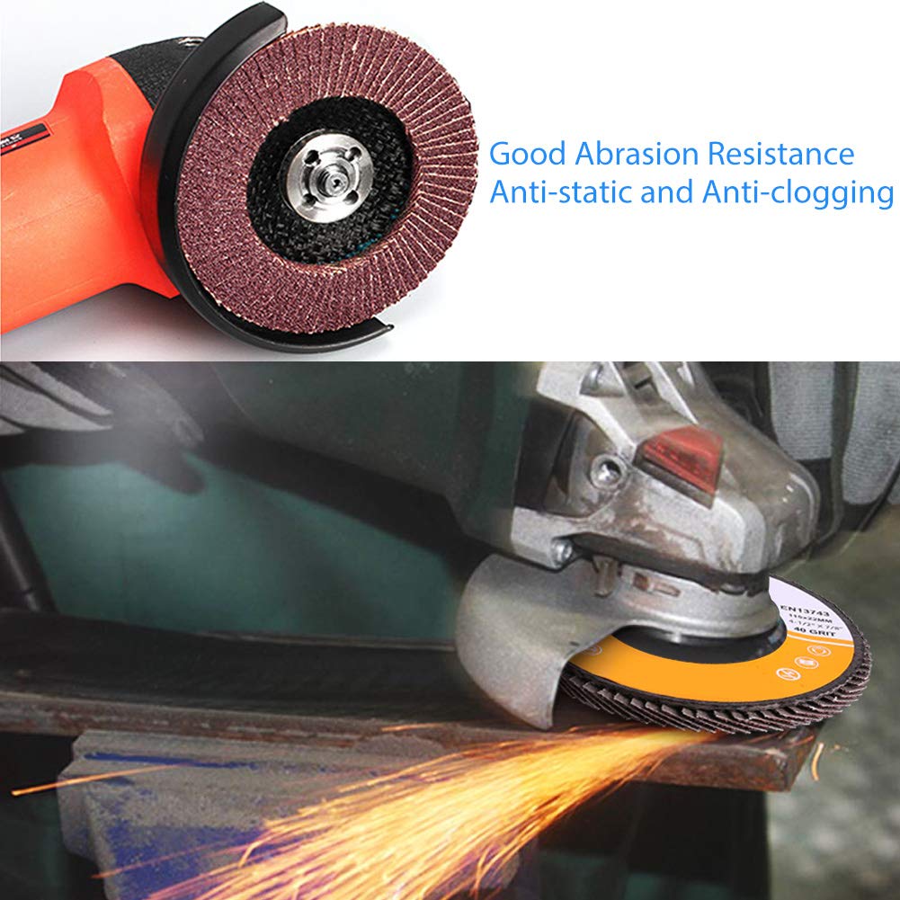 LotFancy Angle Grinder Sanding Disc for Metal & Wood, 4 1/2”, 20 Flap Discs