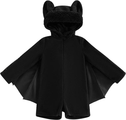 Bat Halloween Costumes for Toddler Baby Boy Girl Kids Jumpsuit 1-6T | Soft Fleece, 3D Ear Design, Attached Cape, Cozy