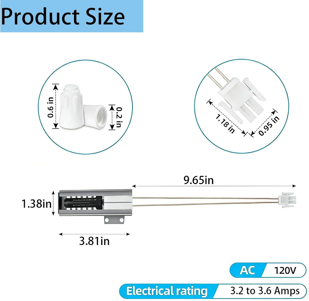 74007498 Gas Range Oven Igniter, Compatible with Whirlpool Maytag Jenn-Air KitchenAid Amana Gas Ovens, Replaces Part Numbers 7432P075-60 7432P106-60 AP4096256 PS2085070, Fits MGR4452BDW MGR5755QDW