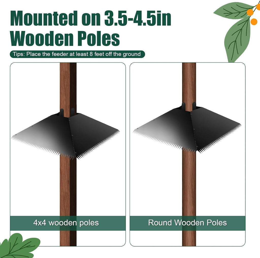 Metal Squirrel Baffle for 4x4 Post, 17 Inch Squirrel Guard for for Bird Feeder Poles, Wooden Pole Mount Squirrel