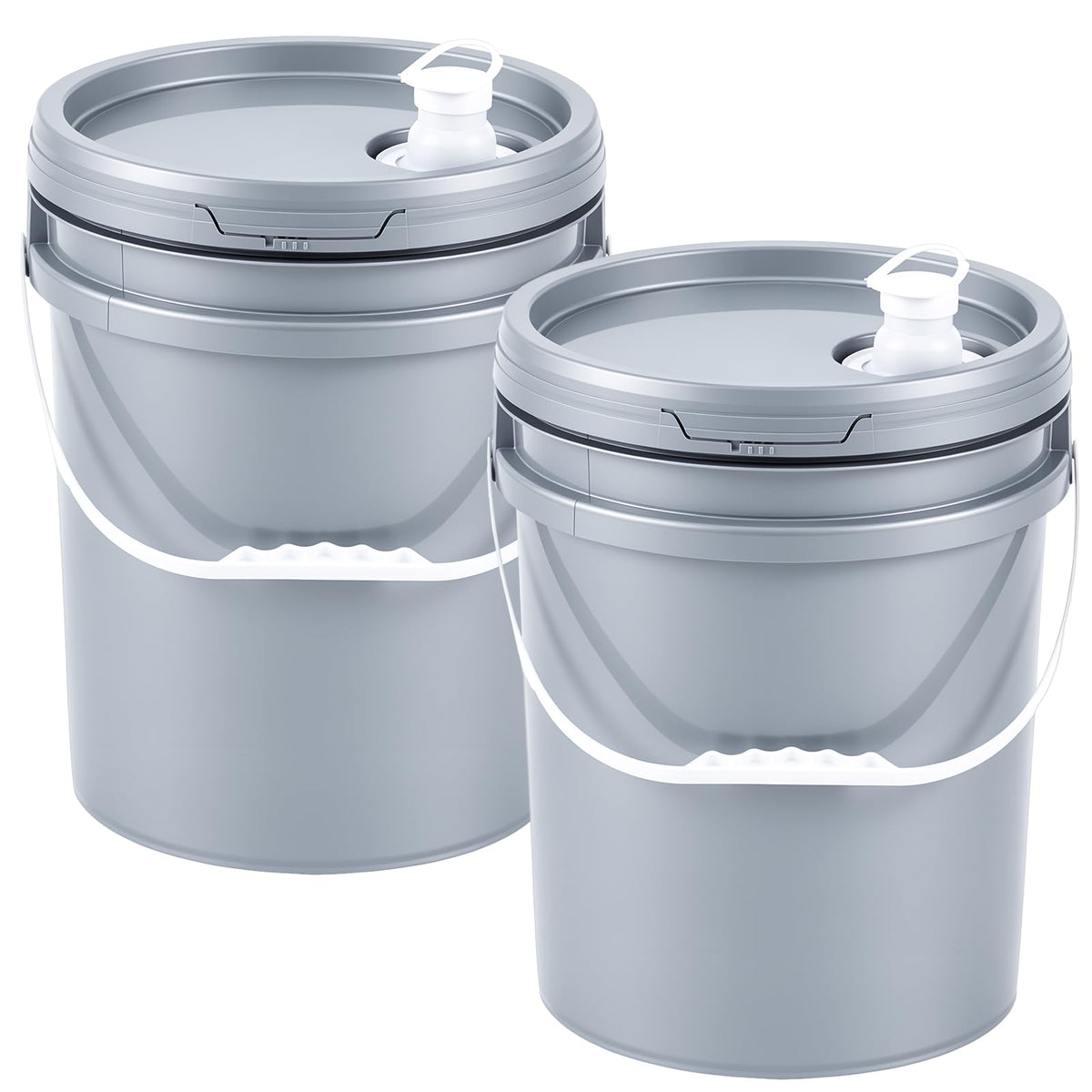 2 Pack 5 Gallon Utility Buckets with Lids, Pour Spouts and Handles