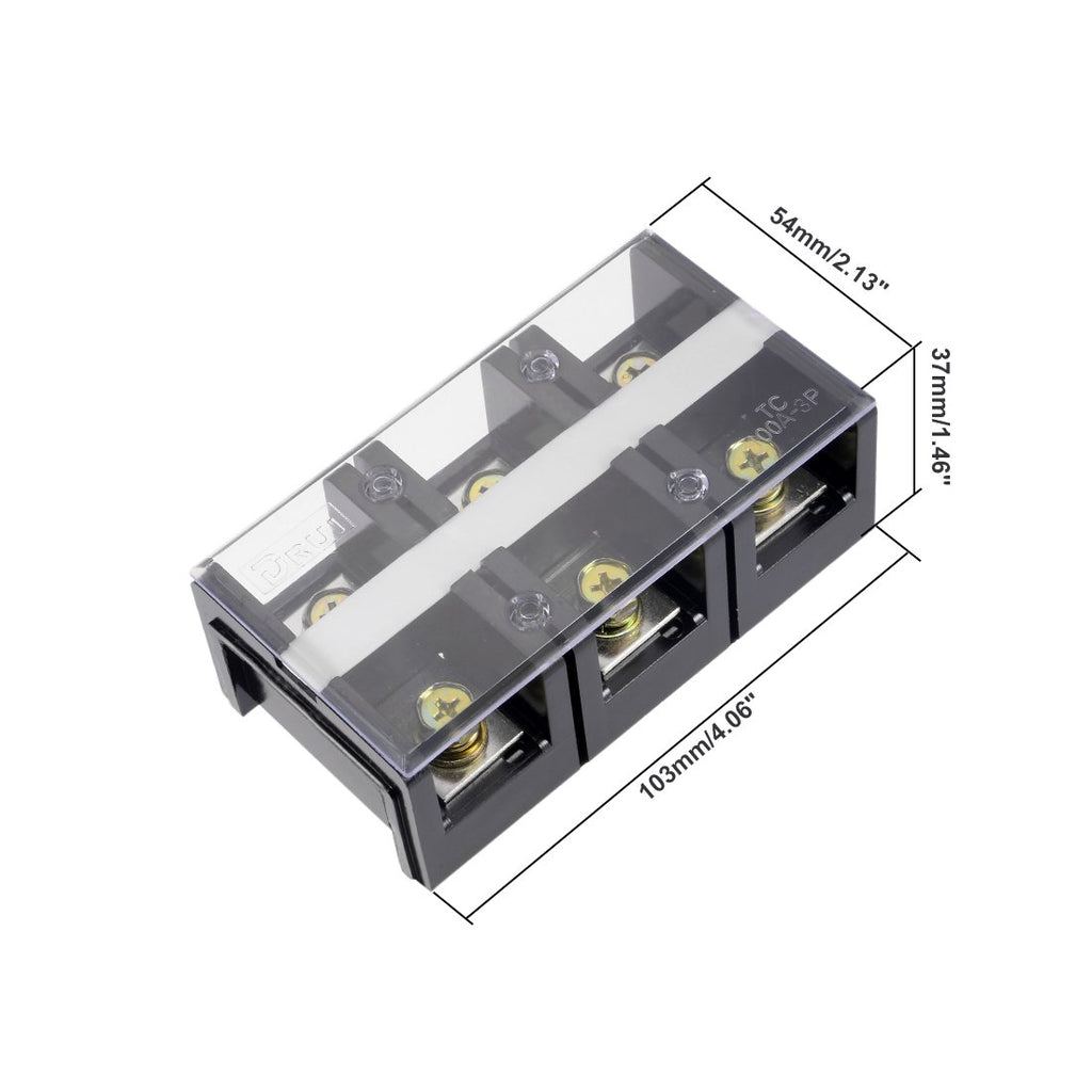 uxcell Dual Rows 3 Positions 600V 100A Wire Barrier Block Terminal Strip