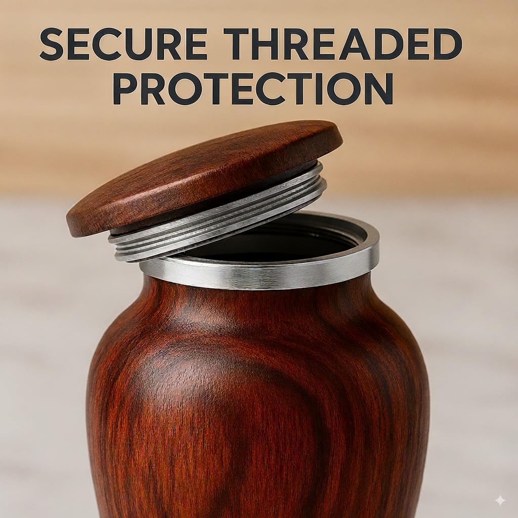 Small Keepsake Urn for Human Ashes – Cherry Wood Appearance Memorial – Handcrafted Mini Urn for Sharing – Recycled