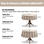 Linen Textured 90 Inch Round Tablecloth Ivory