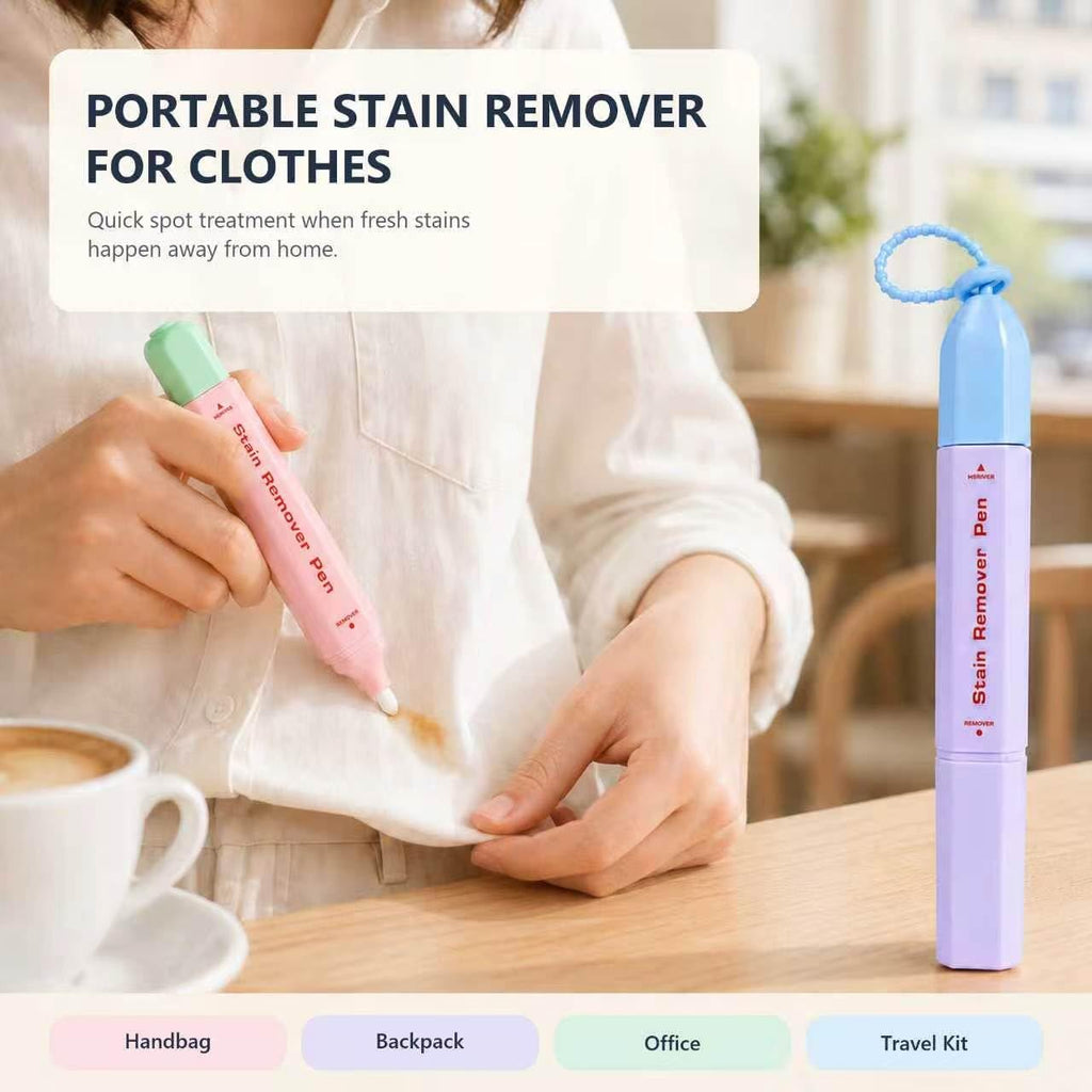 Stain Remover Pen for Clothes, Dual-Tip with Brush, Portable 2 Pack