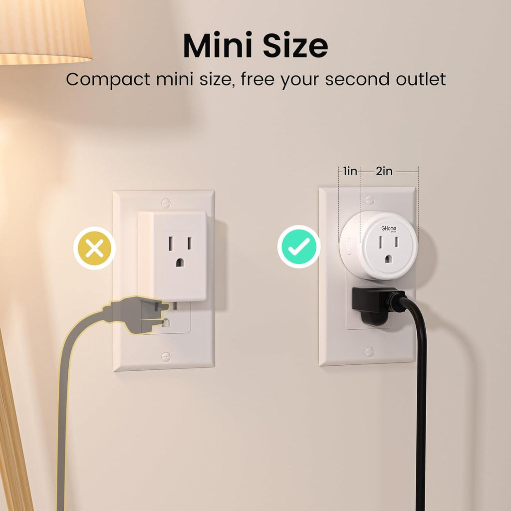 Plug Mini, WiFi Smart Outlet Plug Works with Alexa and Google Home, Timer Outlet with APP Control, 2.4GHz Network