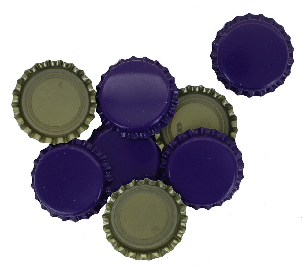 144 Oxygen Absorbing Beer Bottle Caps, 26mm US Standard Size Pry off Silver Crown Caps for Homebrew, PVC Free Purple
