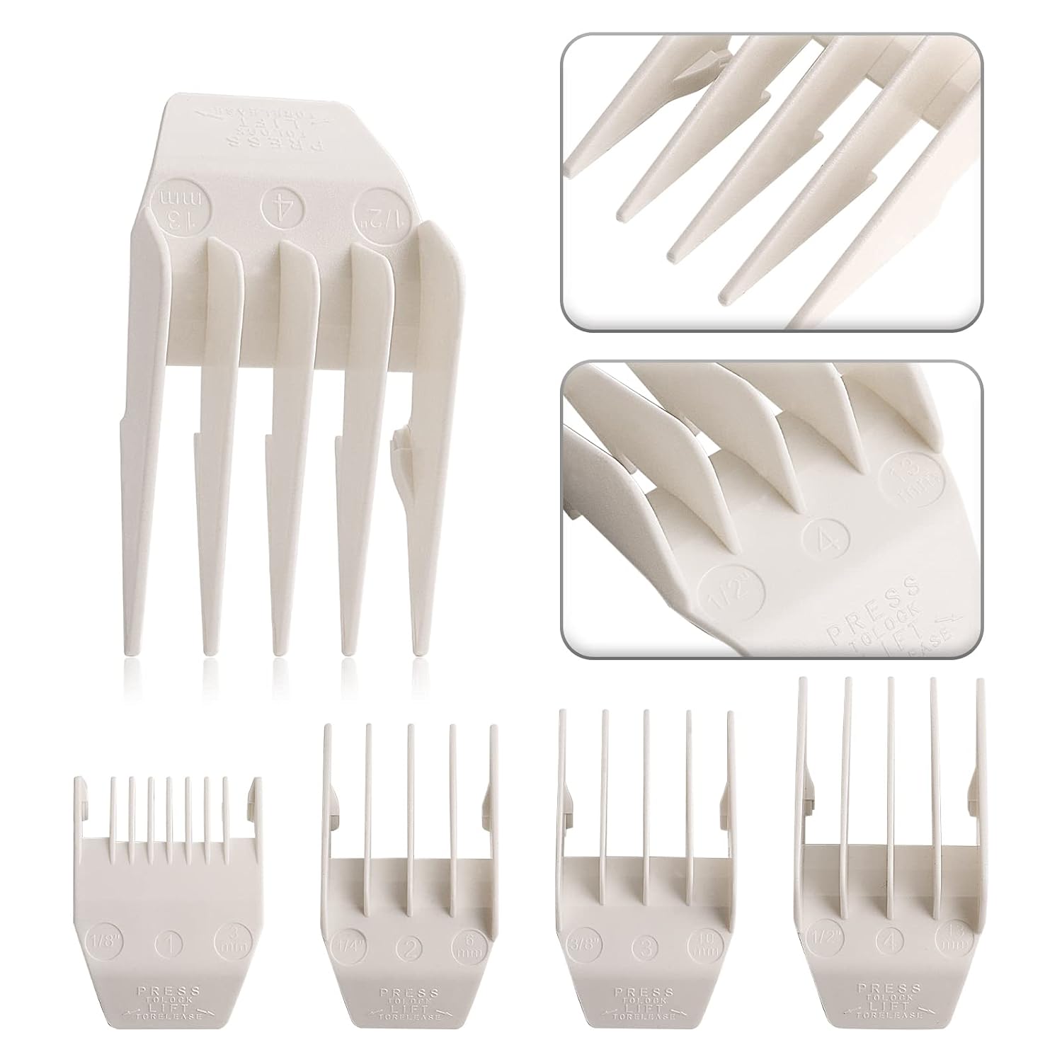 Professional Peanut Clipper Guards - 4-Piece Clipper Guides For Wahl Peanut, Trimmer Cutting Guides Set - Competible