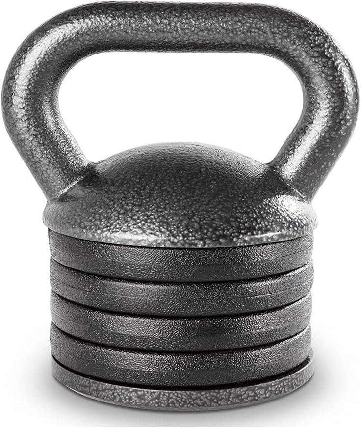 20lb Adjustable Cast Iron Kettlebell Handle, Compatible with 1” Weight Plates, Up to 50lb Load Capacity for Strength