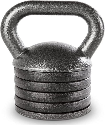20lb Adjustable Cast Iron Kettlebell Handle, Compatible with 1” Weight Plates, Up to 50lb Load Capacity for Strength