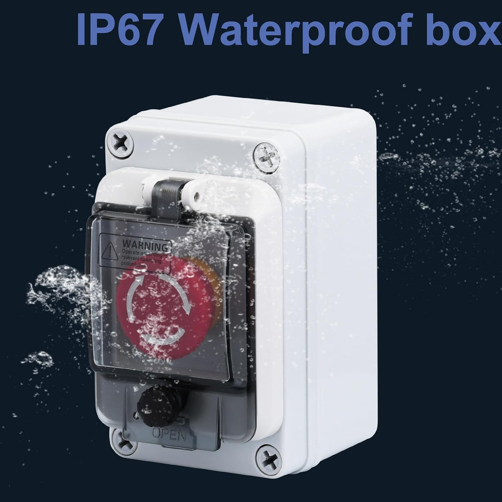 Emergency Stop Button with Box, Emergency Shut Off Switch E-Stop 660V 10A