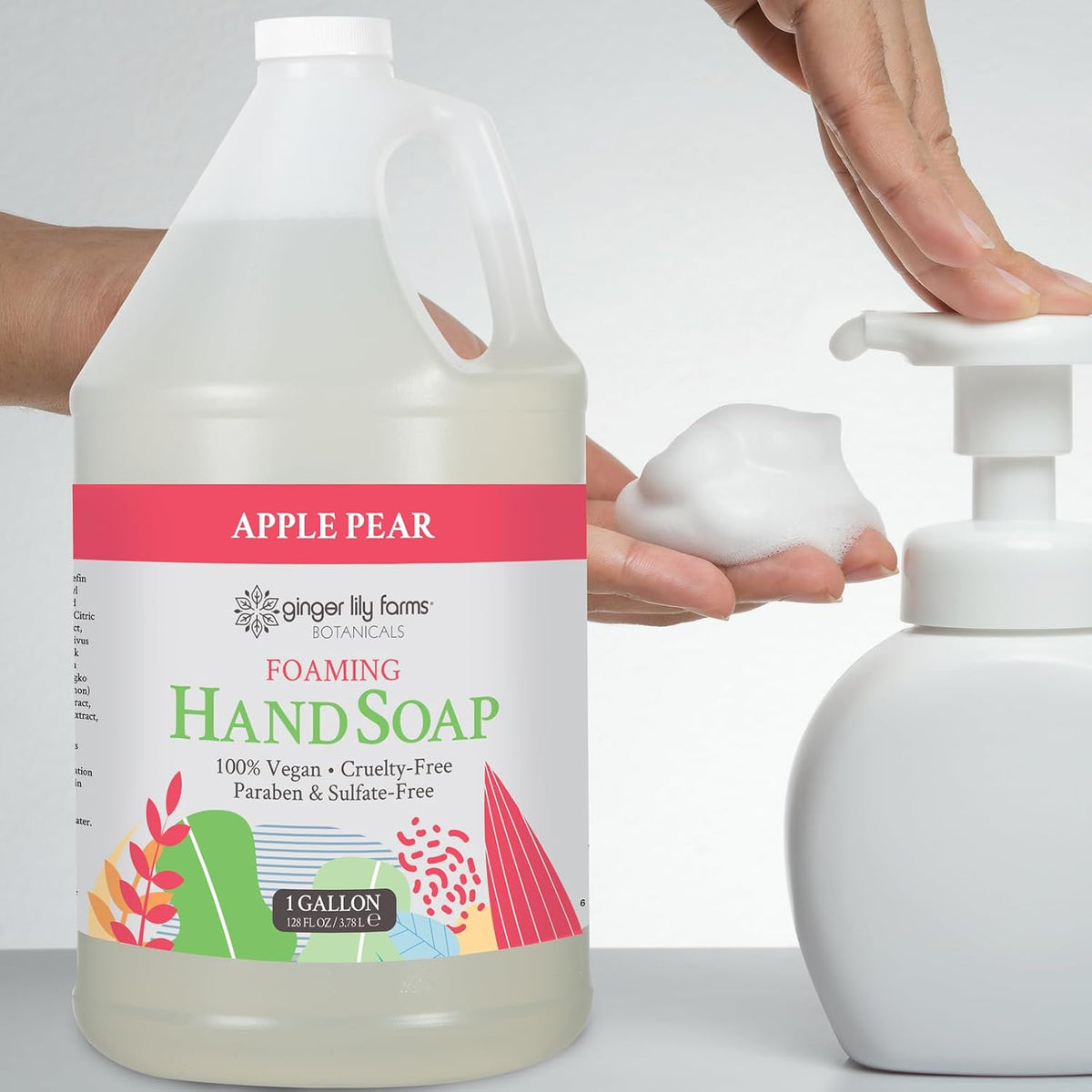 Botanicals Foaming Hand Soap, 128oz, Apple Pear