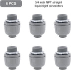 6-Pack 3/4 Inch Liquid Tight Conduit Connectors, Straight
