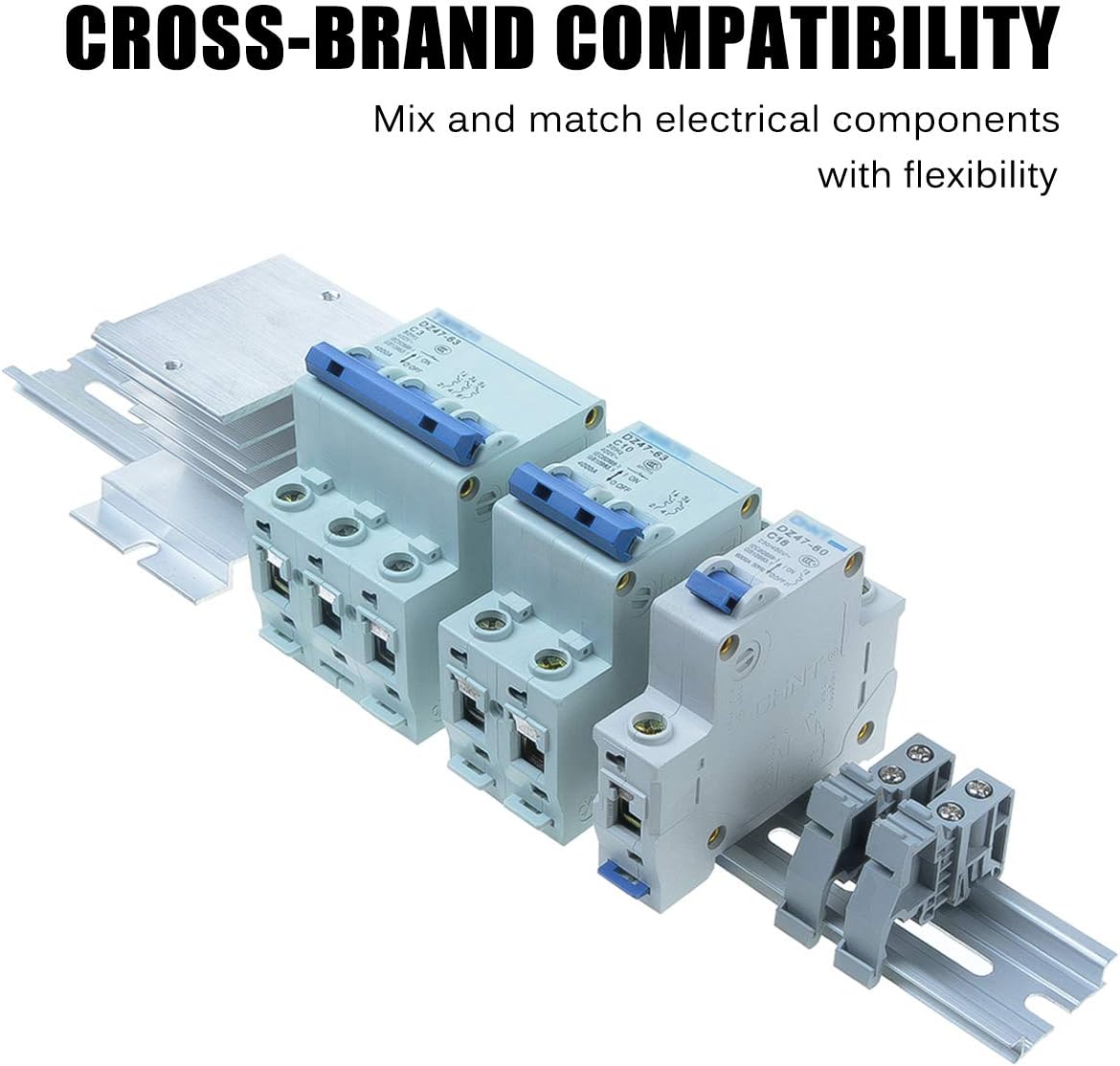 6 Piece Aluminum DIN Rails, 4 Inches Long, 35mm Wide, 7.5mm High, Top Hat Slotted DIN Rail with RoHS, Extra Premium Screws Included for Hardware Components Mounting
