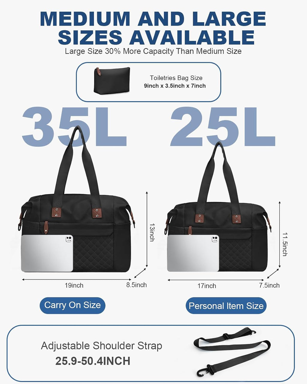 Travel Duffle Bag, Waterproof Weekender Overnight Hospital Bags for Women Men with Toiletry Bag Lightweight Carry on