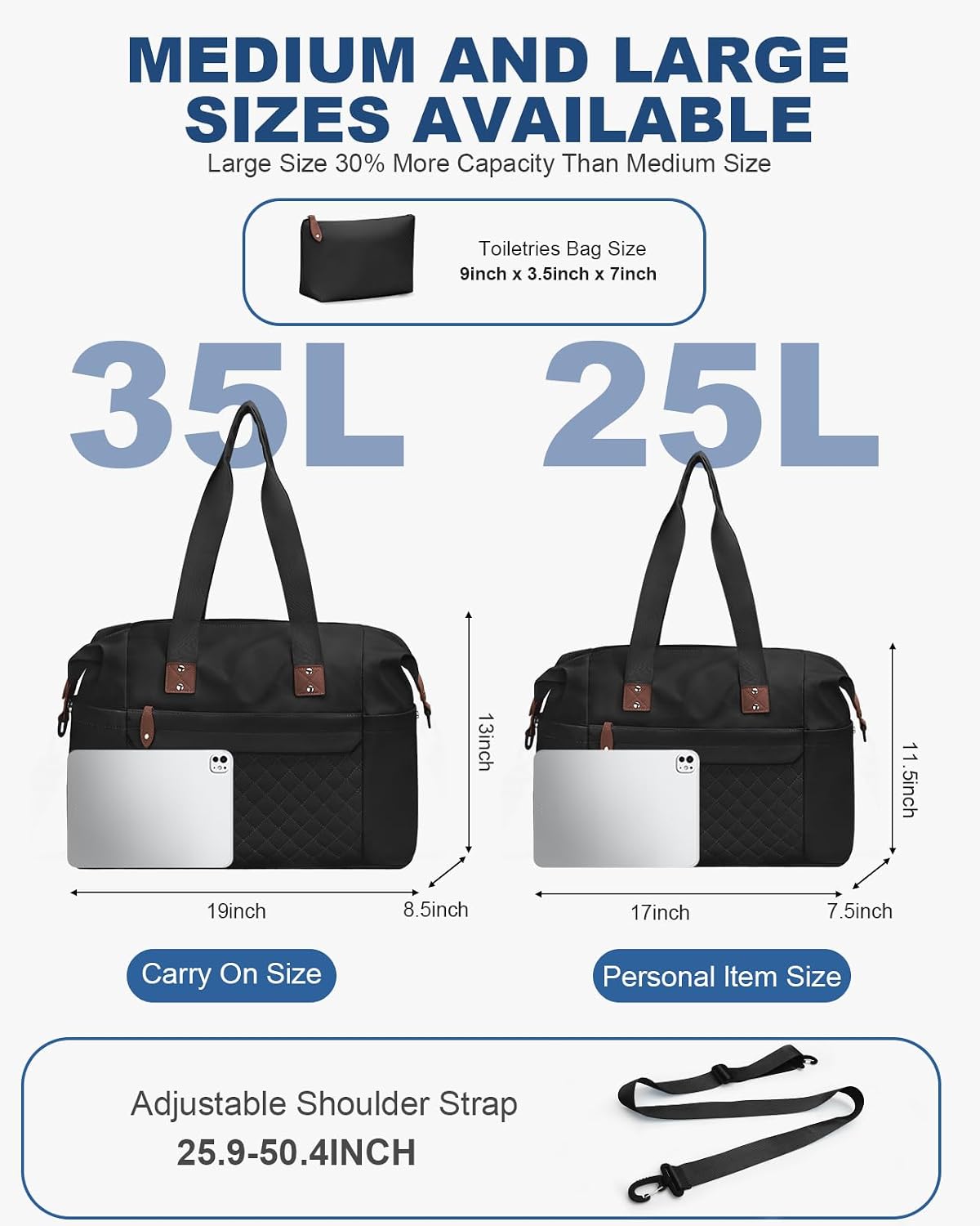 Travel Duffle Bag, Waterproof Weekender Overnight Hospital Bags for Women Men with Toiletry Bag Lightweight Carry on