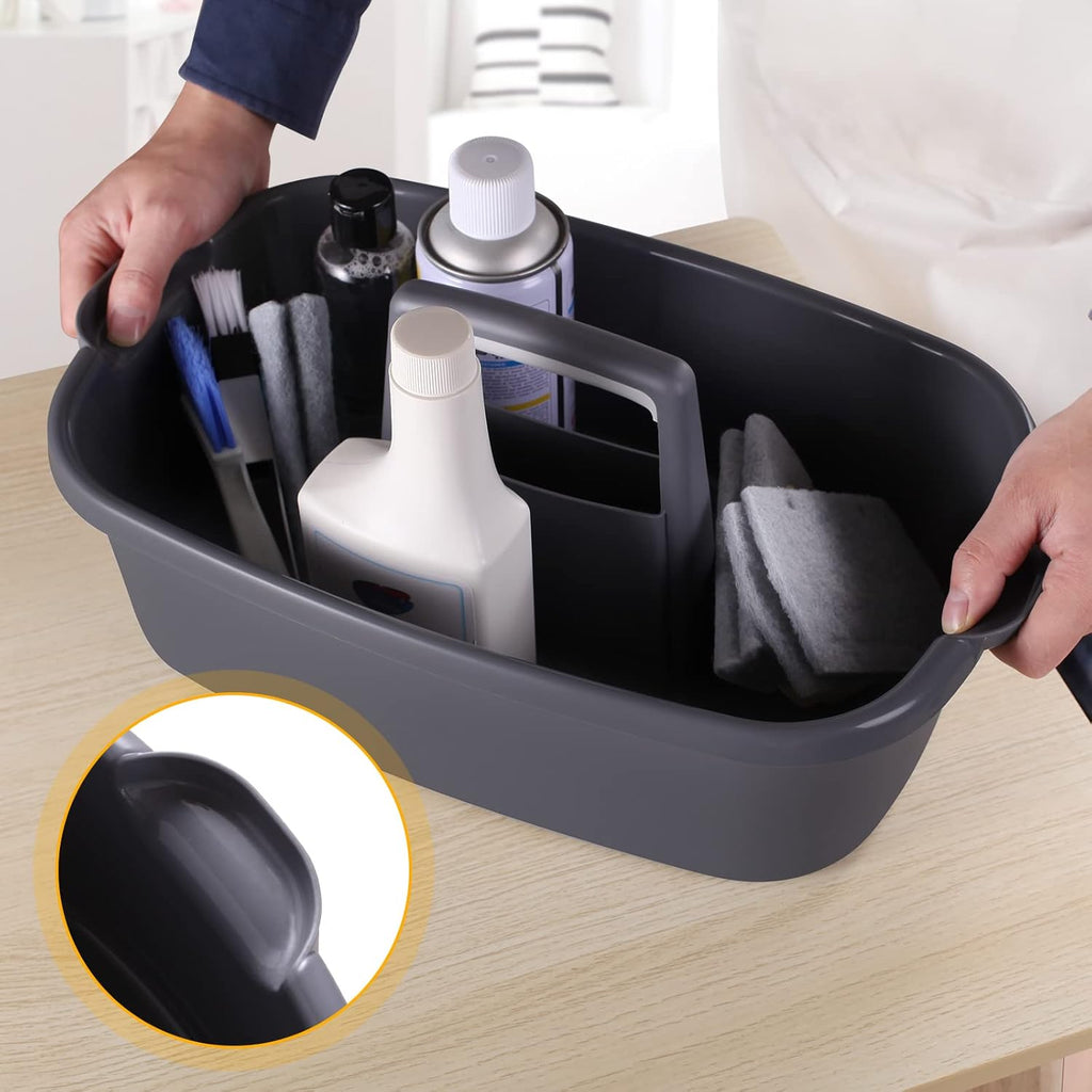 2-Pack Large Gray Cleaning Caddy for Cleaning Supplies with Handle - Portable Plastic Tote Organizer for Shower