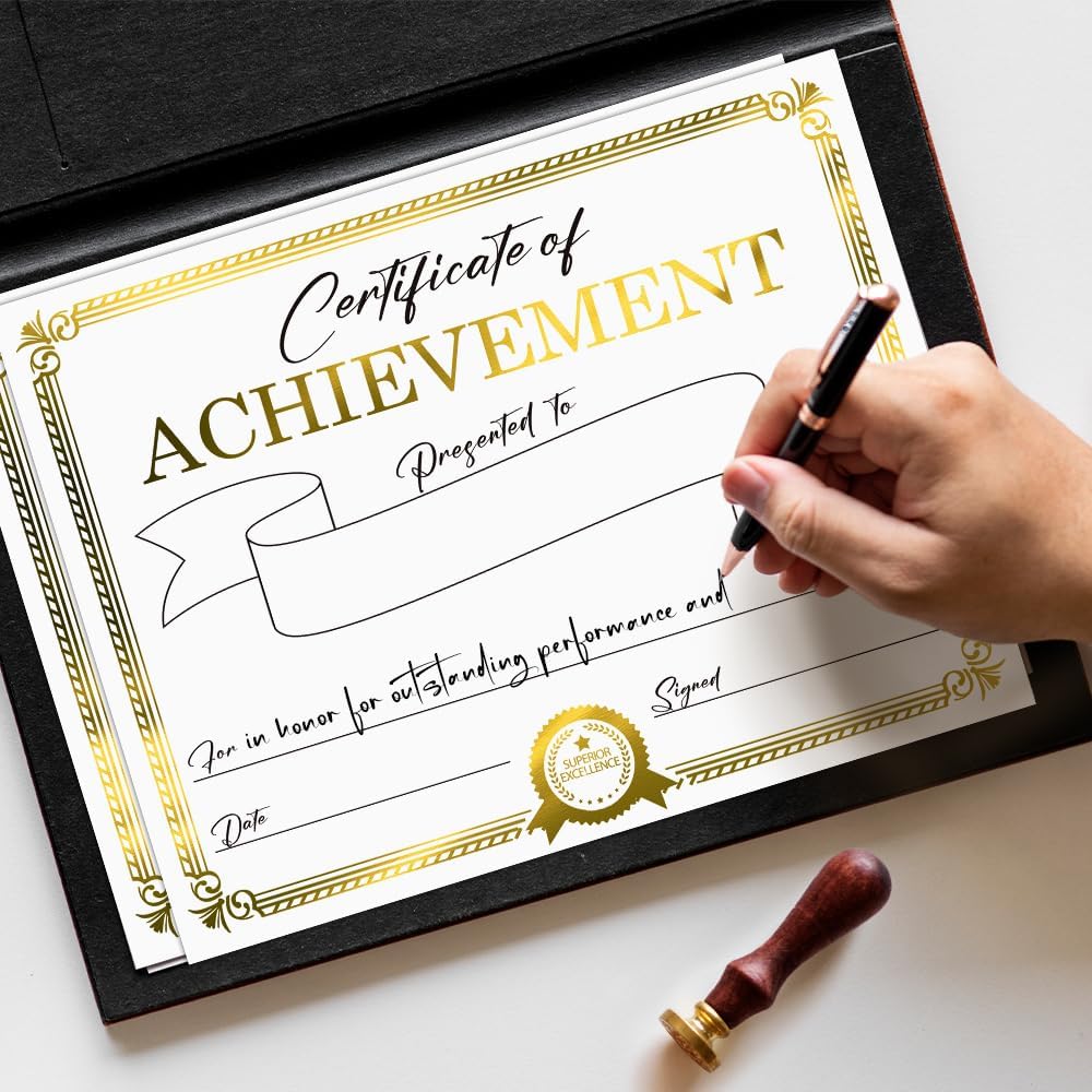 Award Certificate Paper, Gold Foil Blank Certificate of Achievement Paper Sheet for Students, School. Laser and