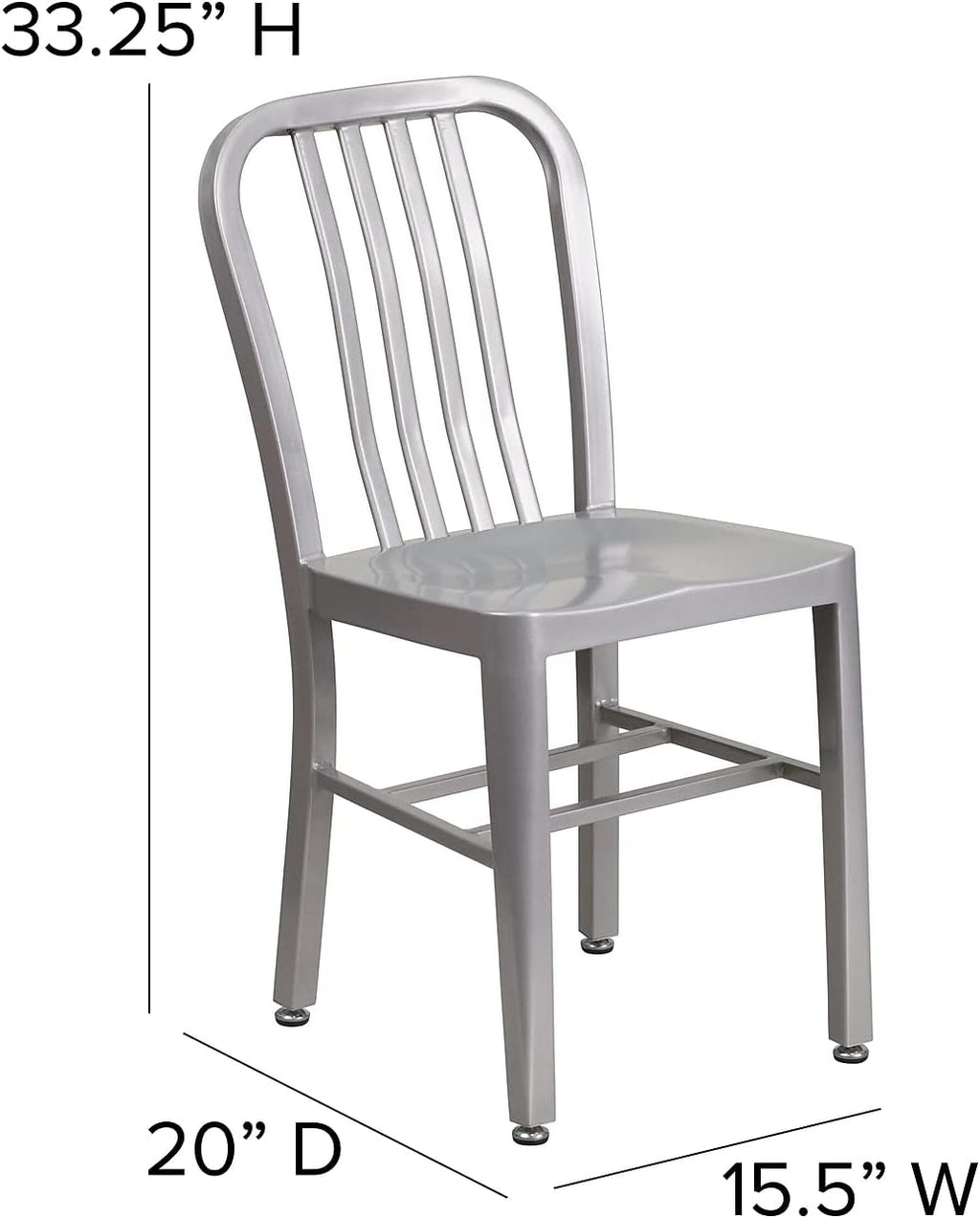 Commercial Grade Silver Metal Indoor-Outdoor Chair