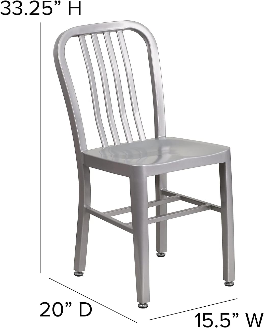 Commercial Grade Silver Metal Indoor-Outdoor Chair