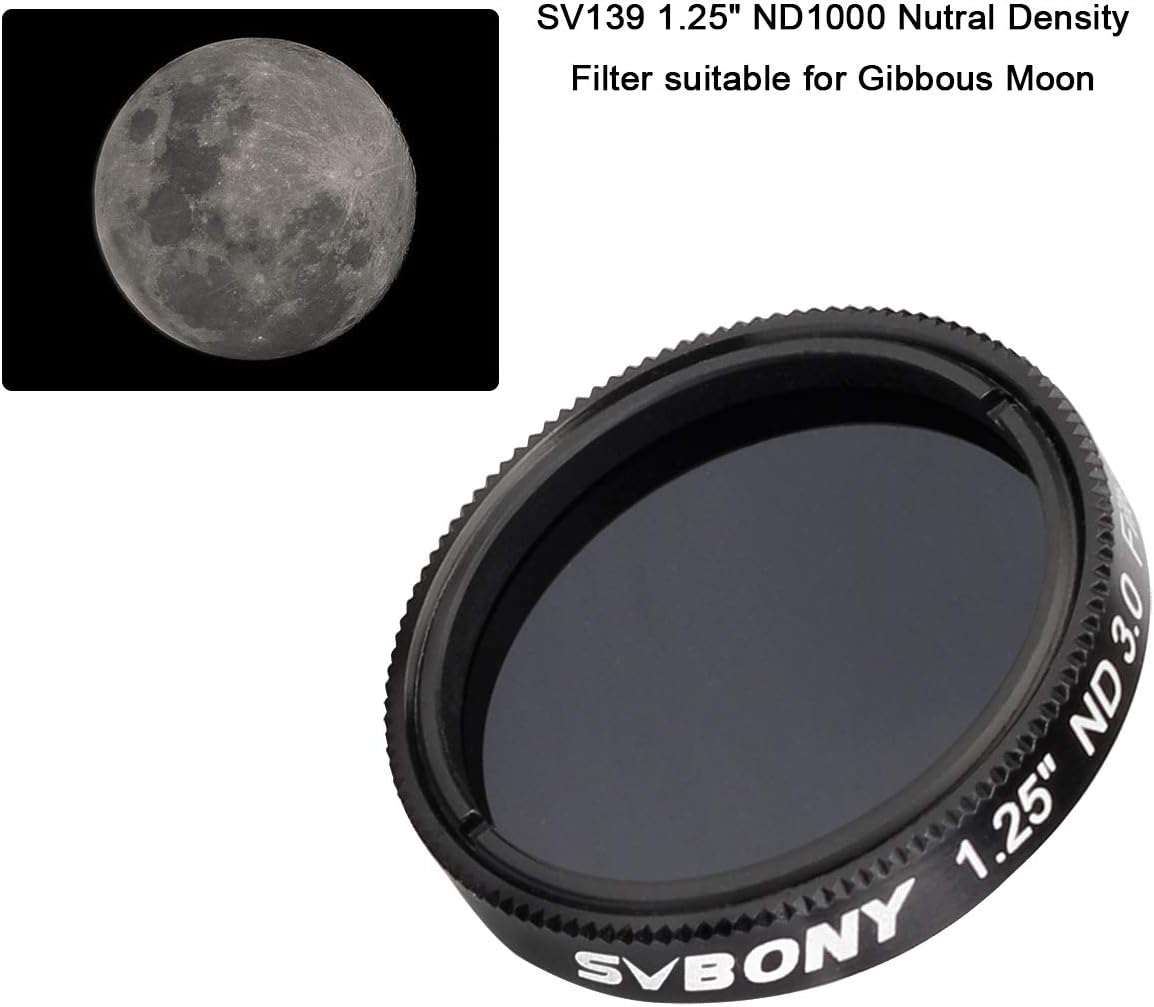 SV139 Moon Filter ND1000 1.25 inch for Telescope | 0.1 Percent Transmission ,ND1000 Nutral Density Filter for