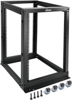 Tecmojo 15U Open Frame Server Rack,4-Post Adjustable Depth Rolling Network Rack for Computer/Data/AV/IT/Servers,Mobile Type