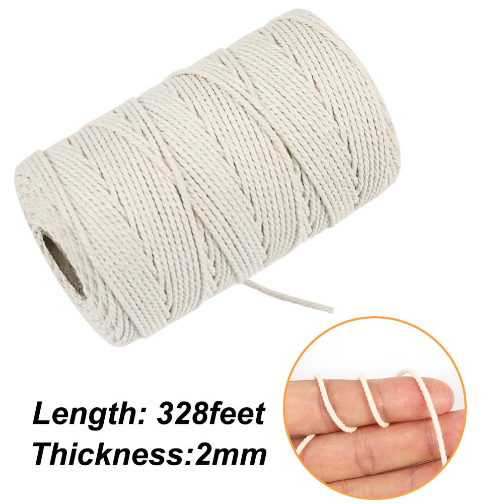 Butchers Twine, 328 Feet 2mm Food Safe Bakers Twine, Beige