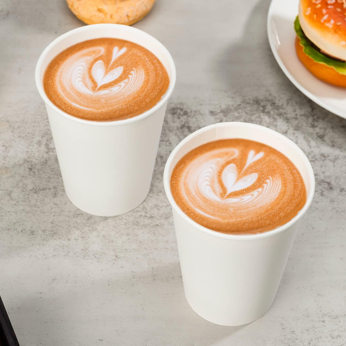 300 Pack 12 oz Disposable Paper Coffee Cups, White